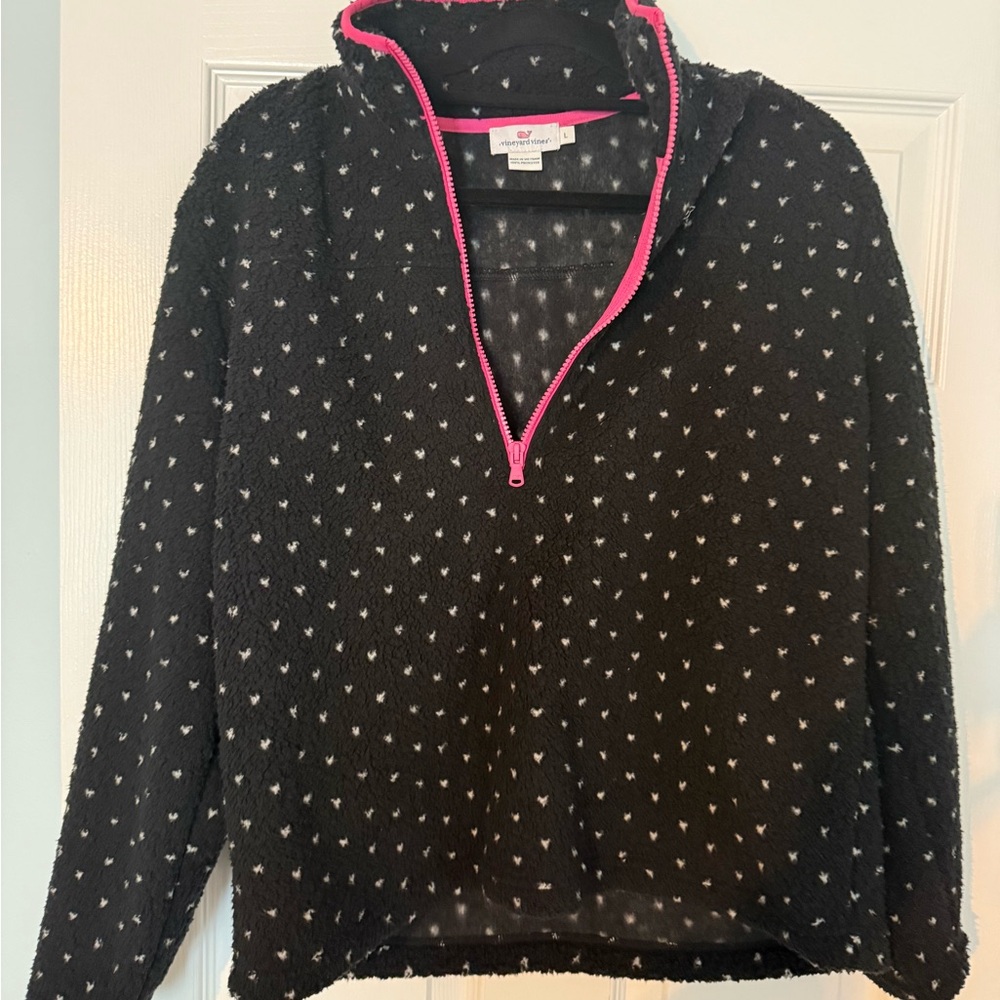 Vineyard Vines Charcoal Fleece with Pink Accents